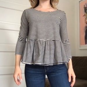 Free People - Striped Peplum 3/4 Sleeve Top